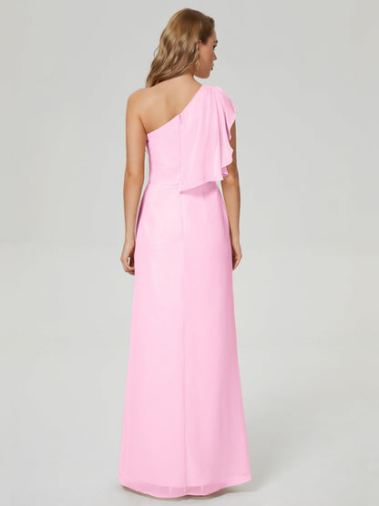 Samara Side Slit One Shoulder Chiffon Bridesmaid Dress