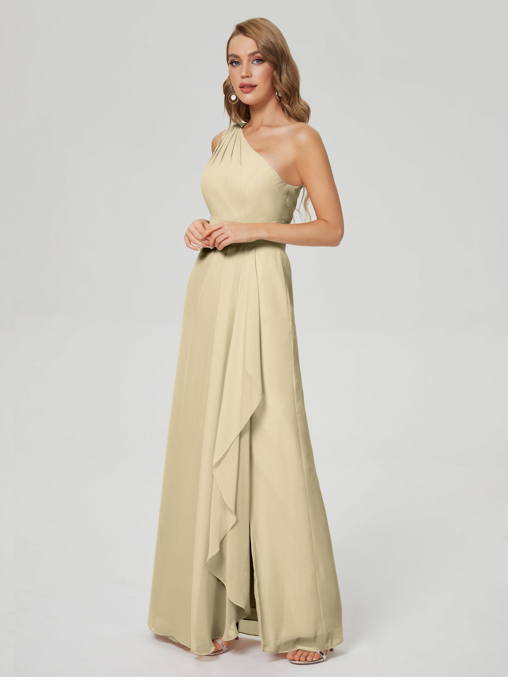 Samara Side Slit One Shoulder Chiffon Bridesmaid Dress