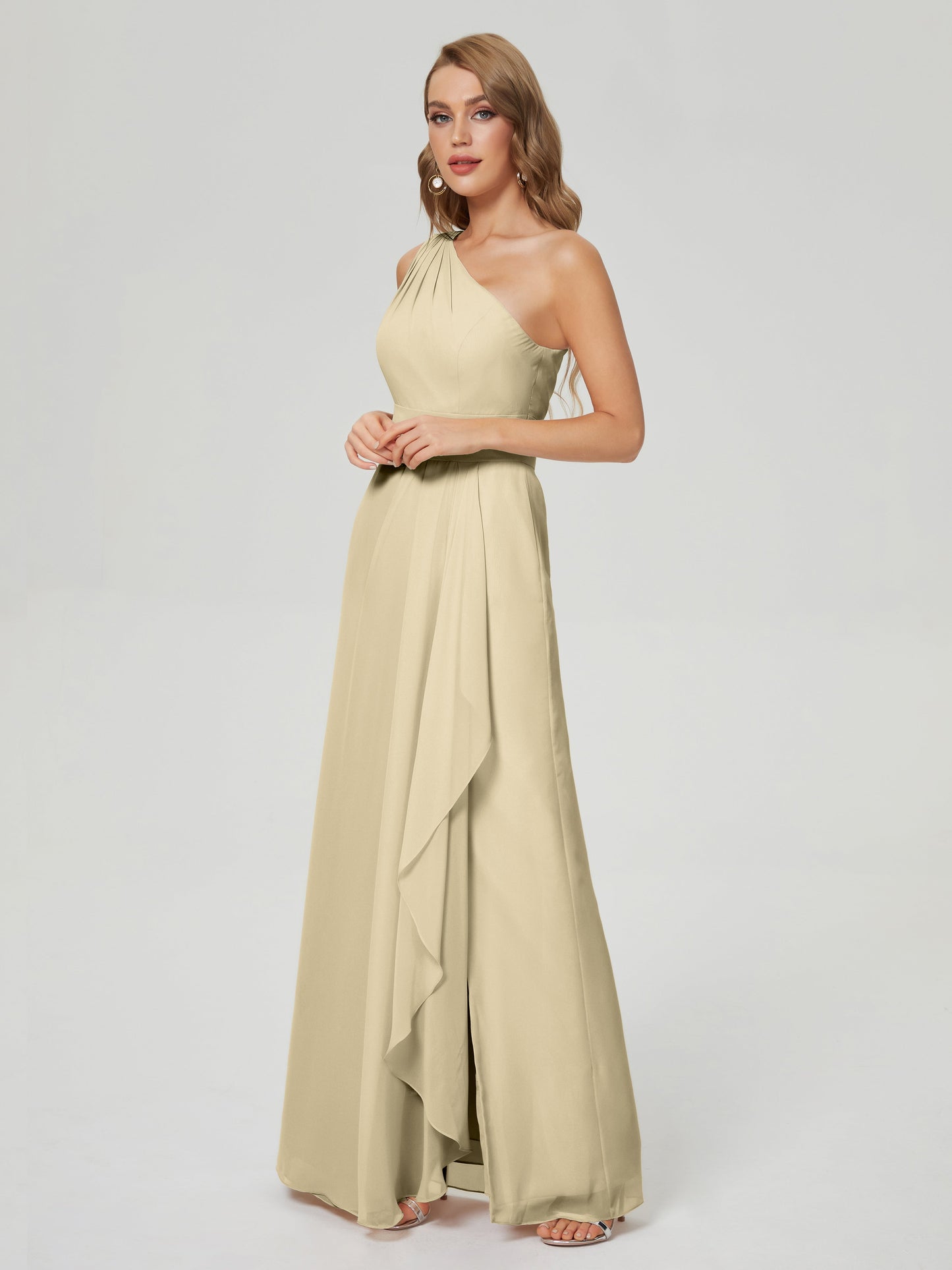 Samara Side Slit One Shoulder Chiffon Bridesmaid Dress