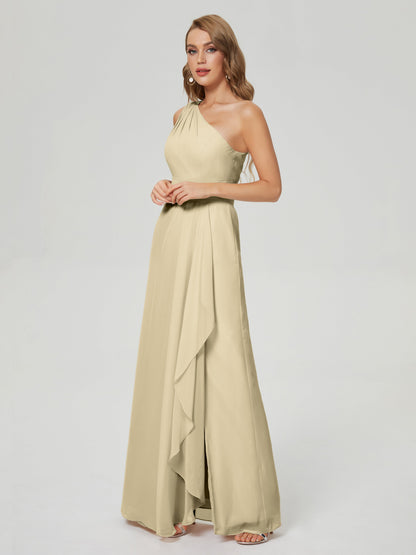 Samara Side Slit One Shoulder Chiffon Bridesmaid Dress