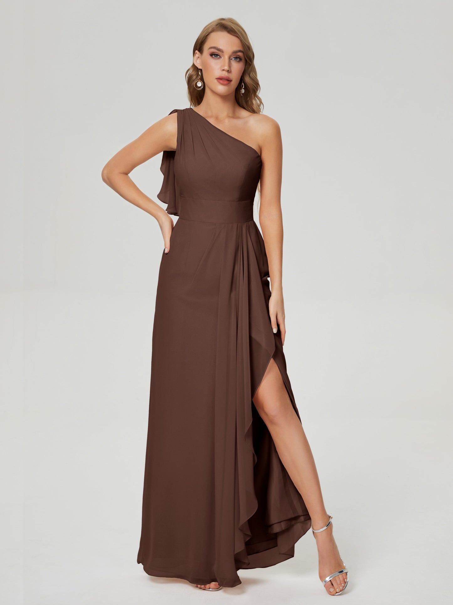 Samara Side Slit One Shoulder Chiffon Bridesmaid Dress