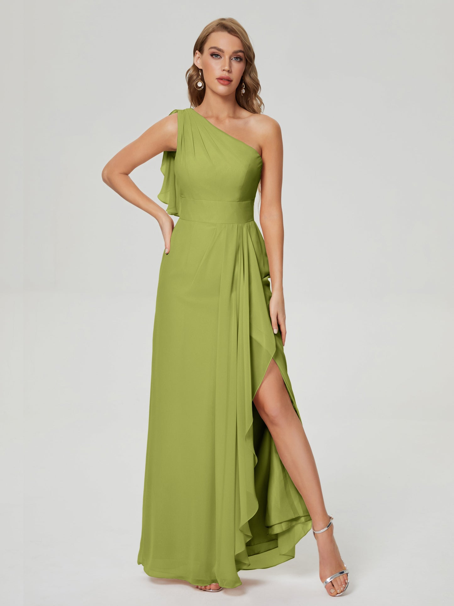Samara Side Slit One Shoulder Chiffon Bridesmaid Dress