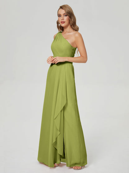Samara Side Slit One Shoulder Chiffon Bridesmaid Dress