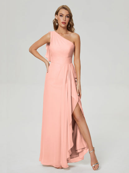 Samara Side Slit One Shoulder Chiffon Bridesmaid Dress