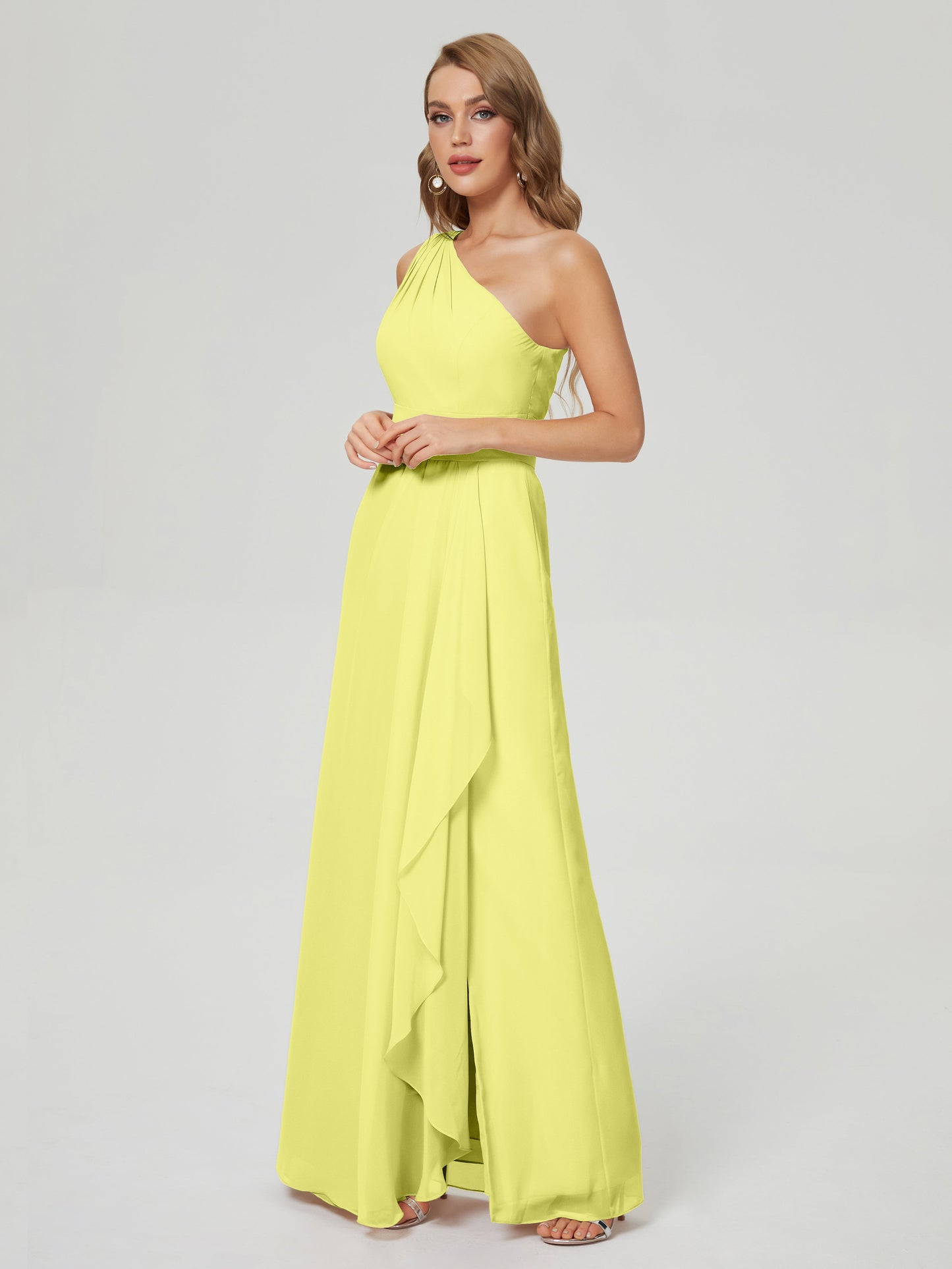 Samara Side Slit One Shoulder Chiffon Bridesmaid Dress