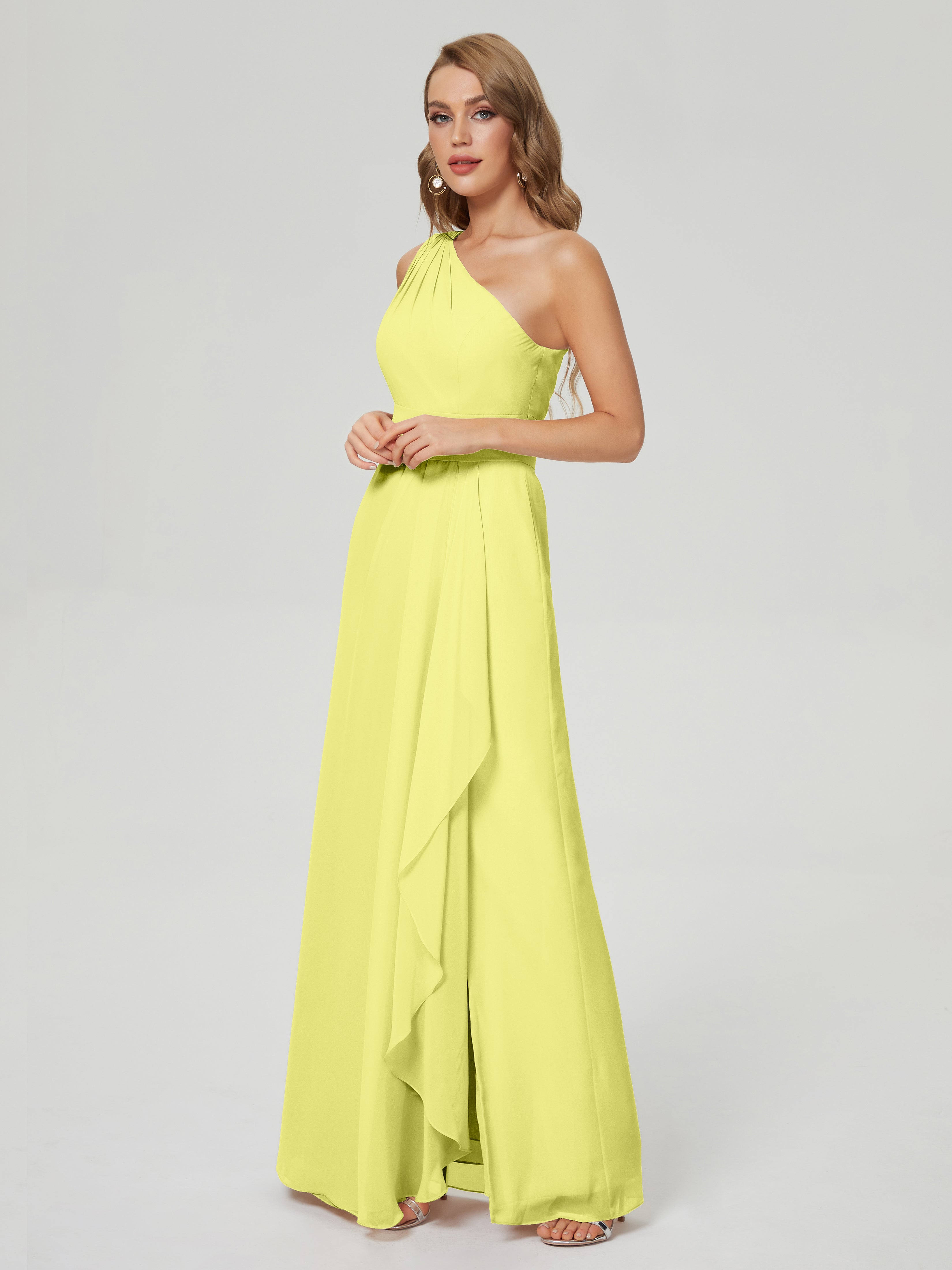 Samara Side Slit One Shoulder Chiffon Bridesmaid Dress