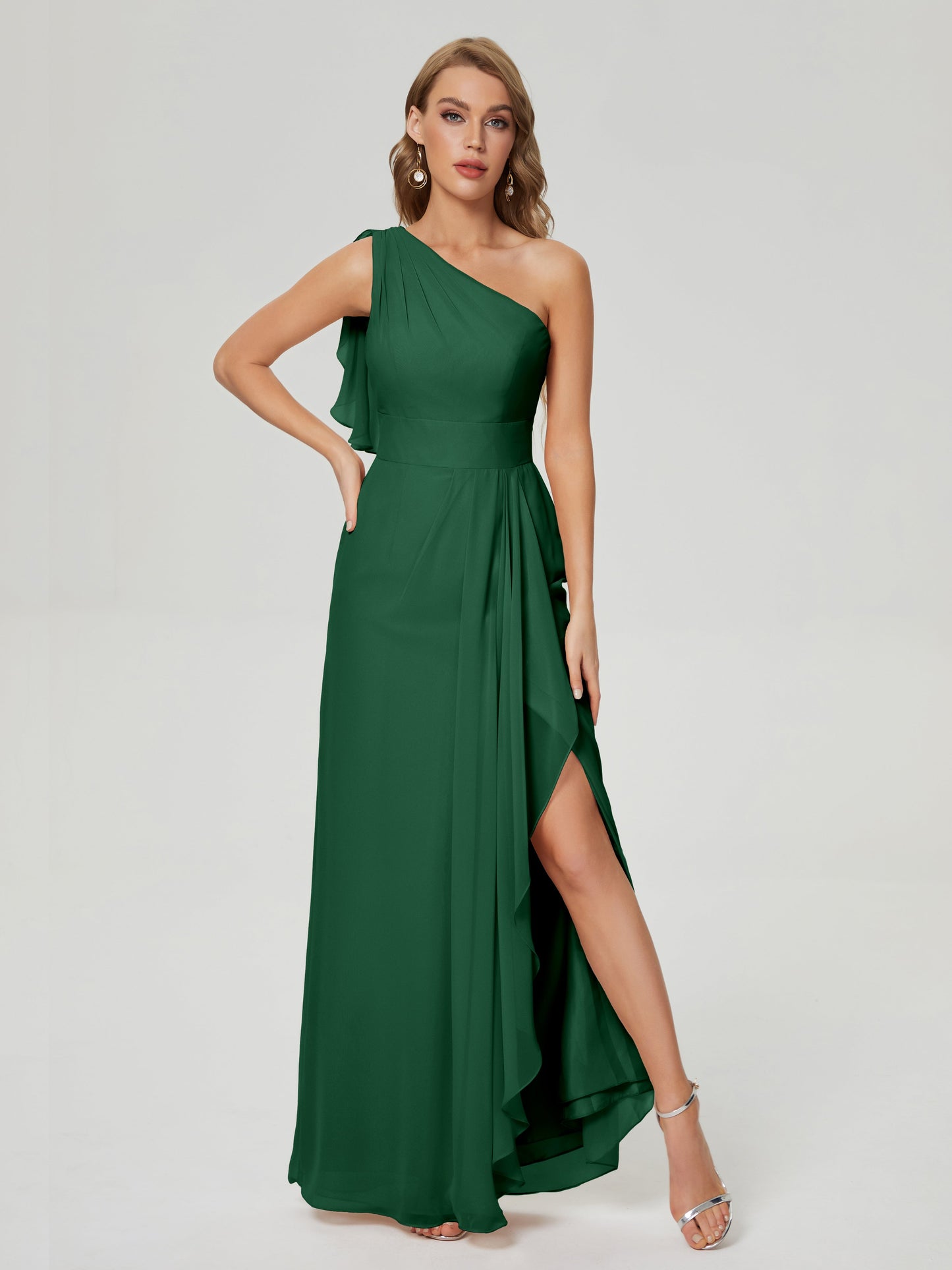 Samara Side Slit One Shoulder Chiffon Bridesmaid Dress