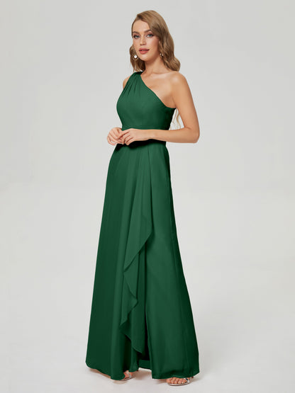 Samara Side Slit One Shoulder Chiffon Bridesmaid Dress