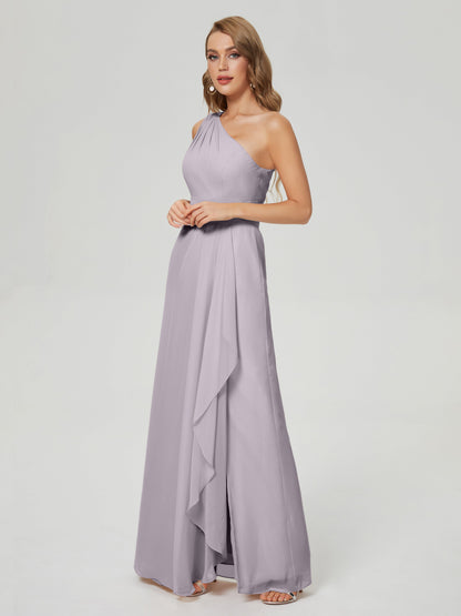 Samara Side Slit One Shoulder Chiffon Bridesmaid Dress