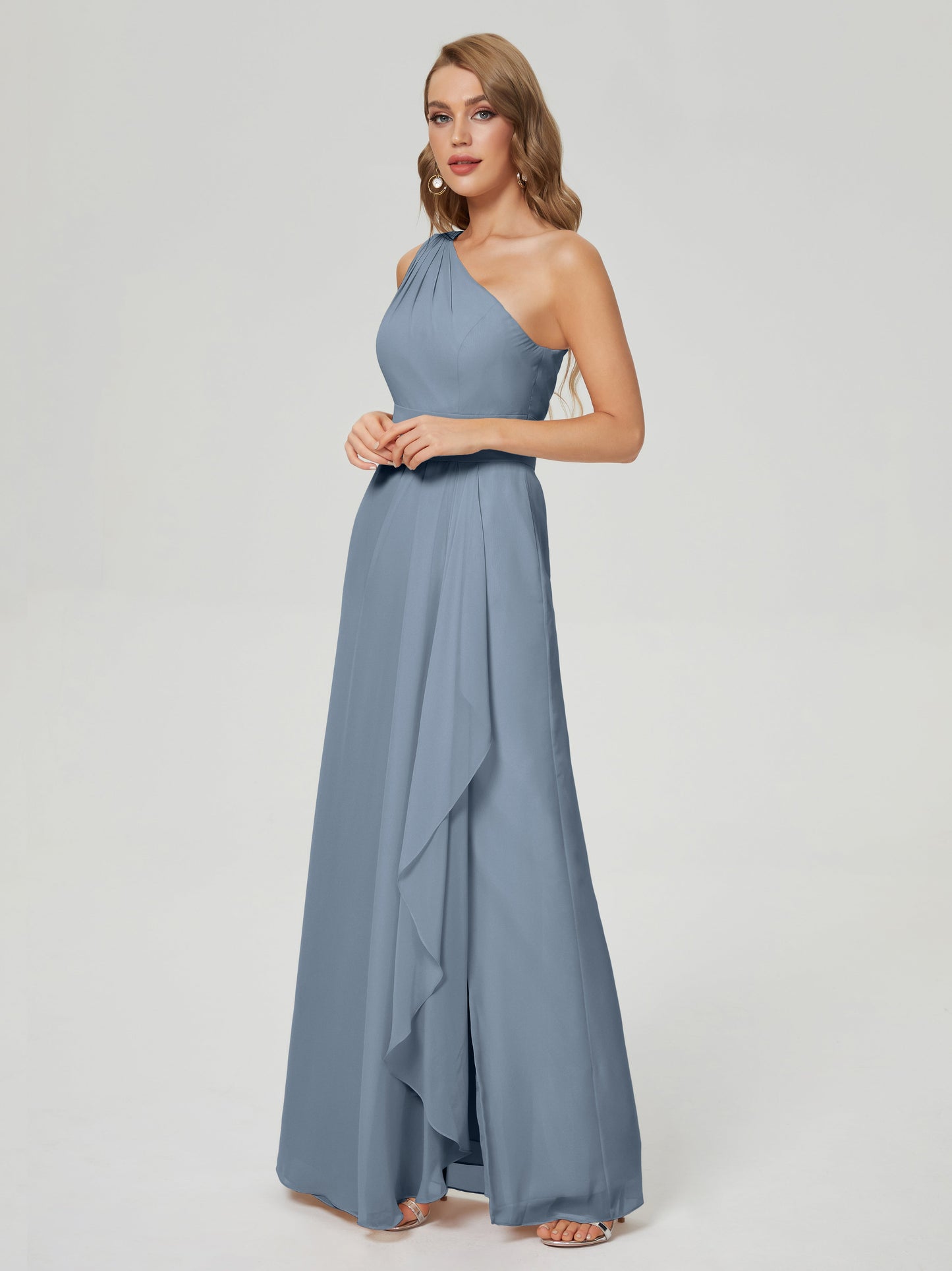 Samara Side Slit One Shoulder Chiffon Bridesmaid Dress