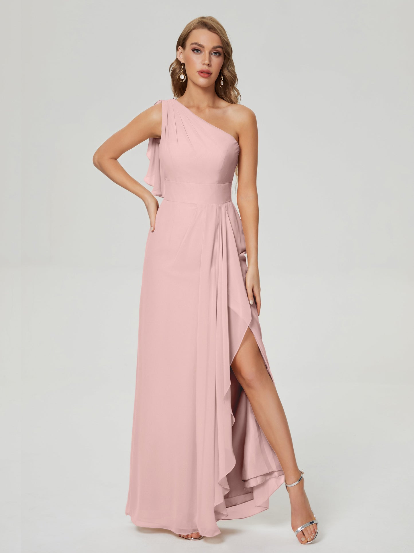 Samara Side Slit One Shoulder Chiffon Bridesmaid Dress
