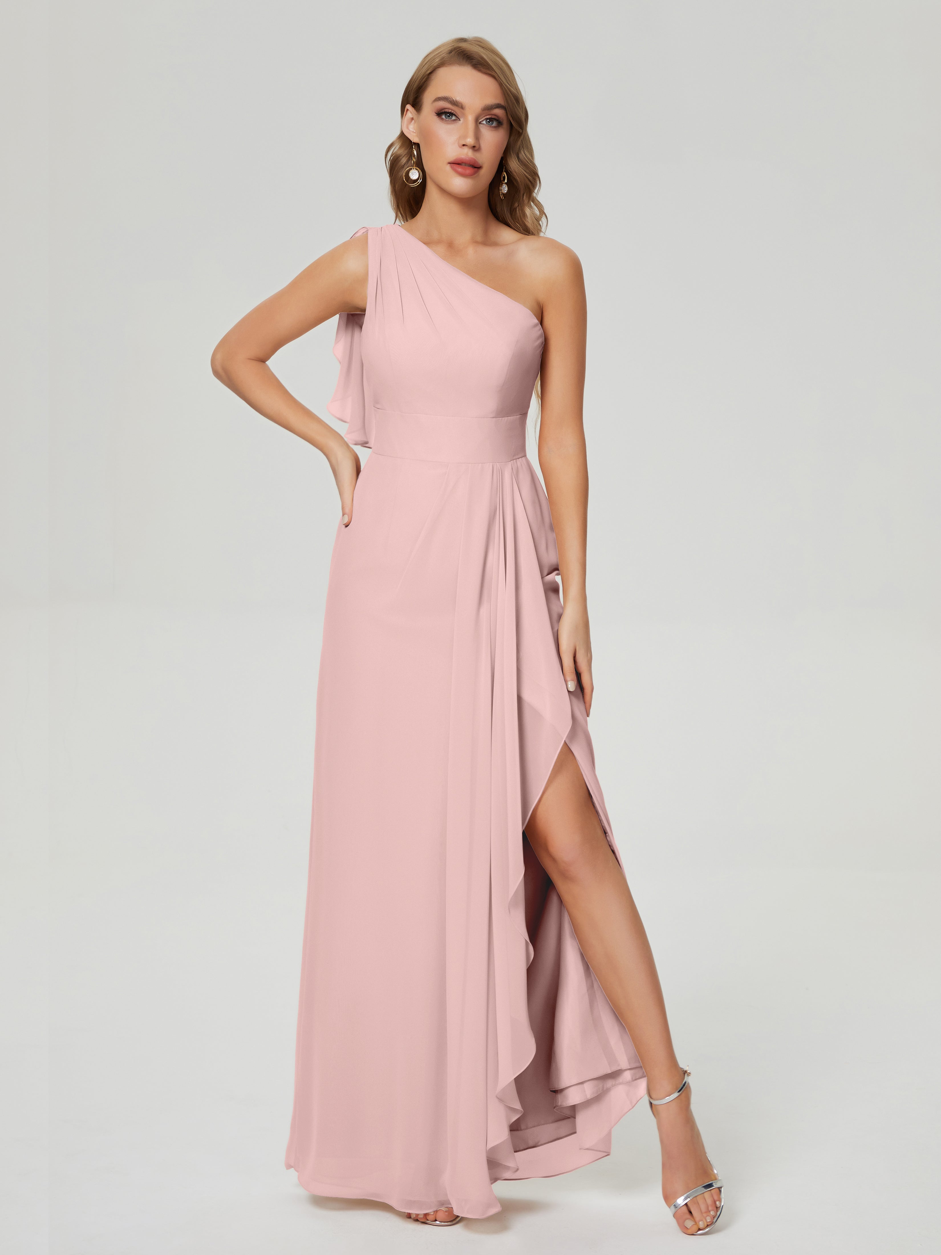 Samara Side Slit One Shoulder Chiffon Bridesmaid Dress