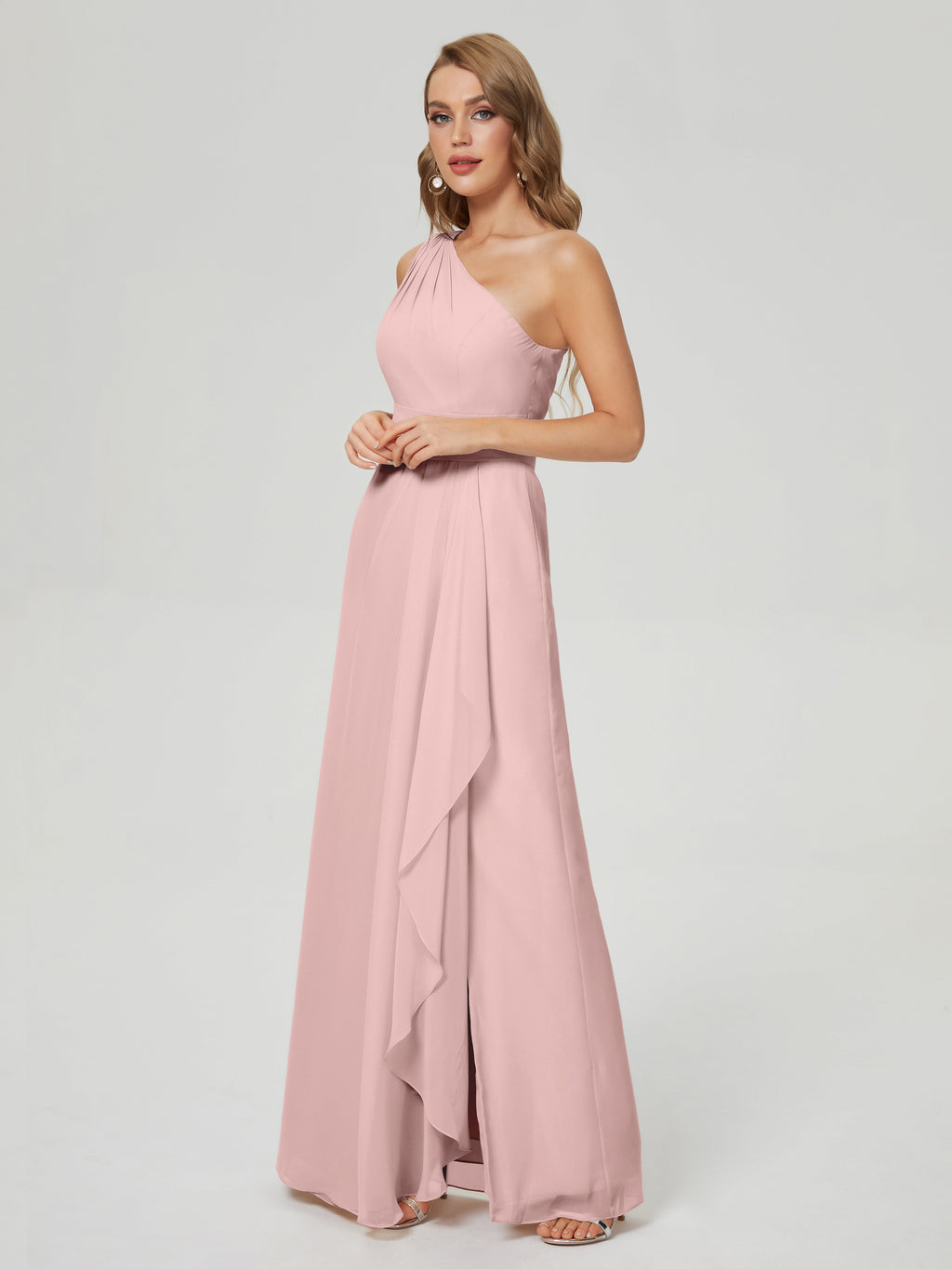 Samara Side Slit One Shoulder Chiffon Bridesmaid Dress
