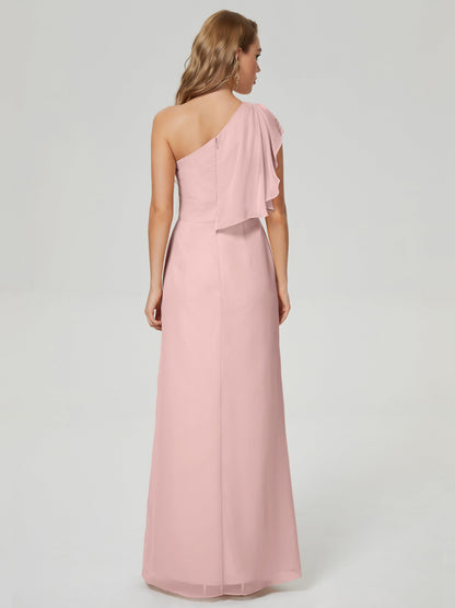 Samara Side Slit One Shoulder Chiffon Bridesmaid Dress
