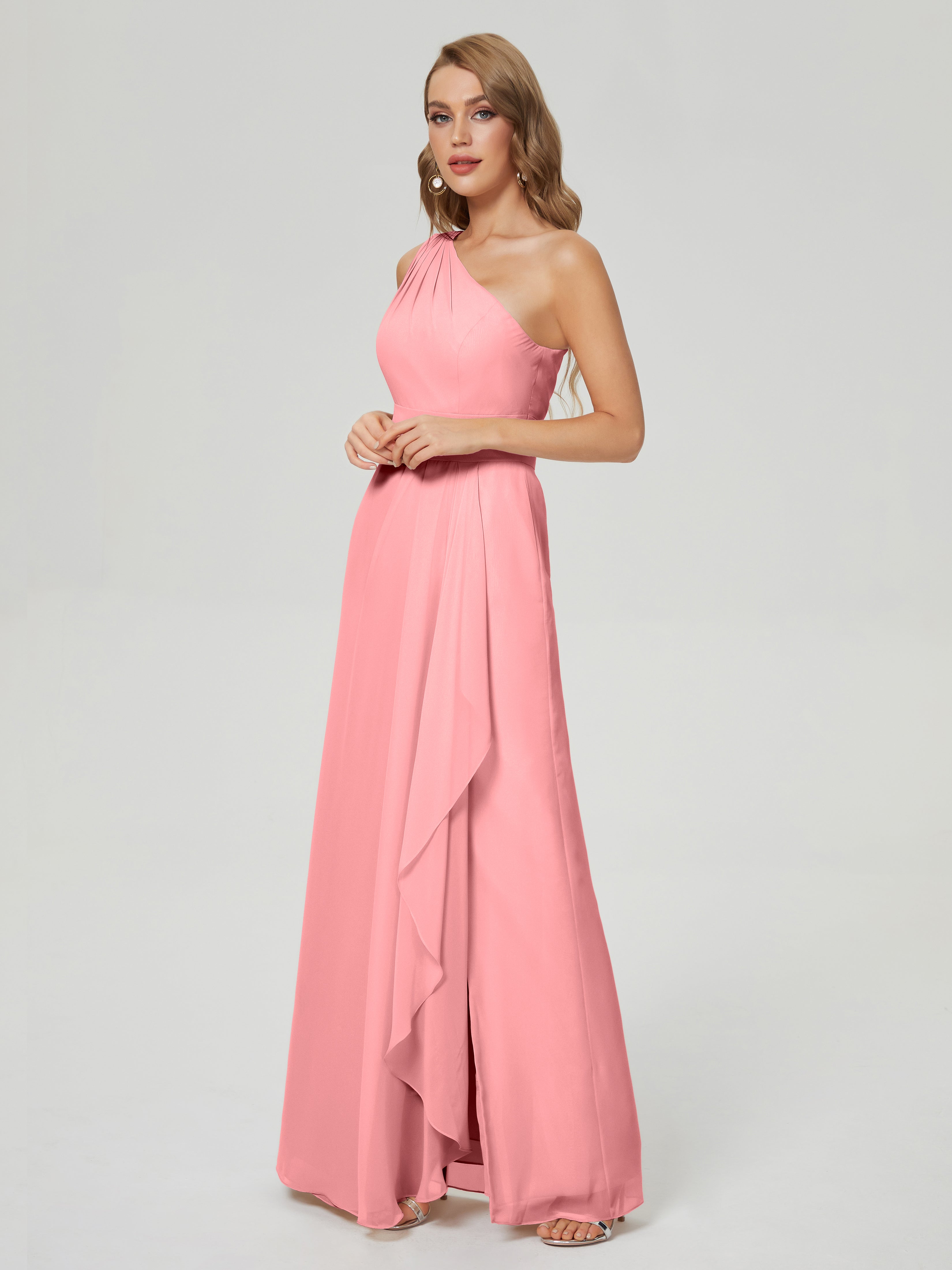 Samara Side Slit One Shoulder Chiffon Bridesmaid Dress