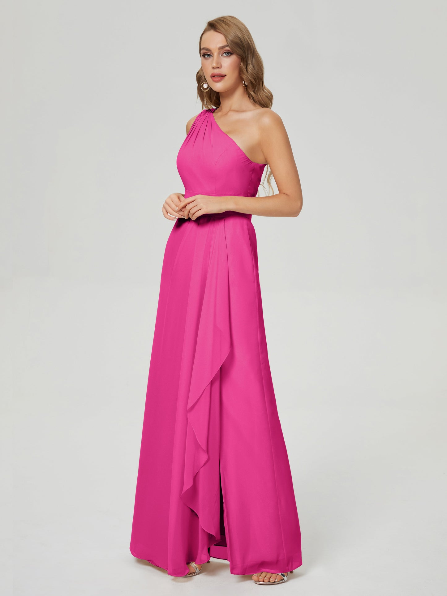 Samara Side Slit One Shoulder Chiffon Bridesmaid Dress