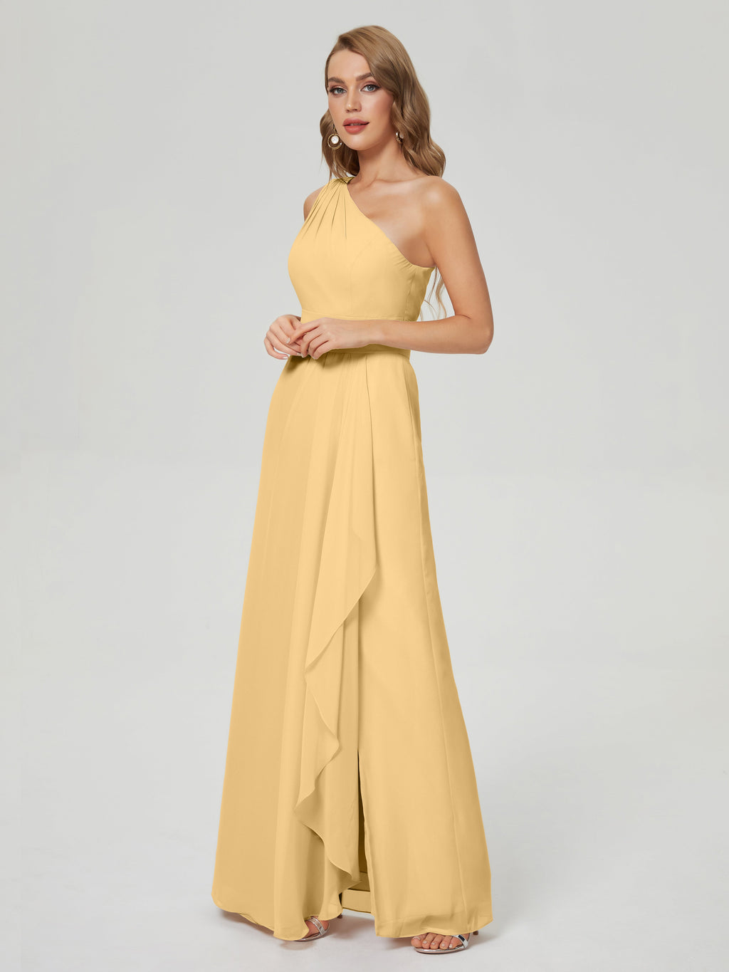Samara Side Slit One Shoulder Chiffon Bridesmaid Dress