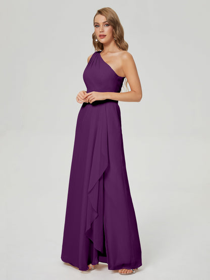 Samara Side Slit One Shoulder Chiffon Bridesmaid Dress