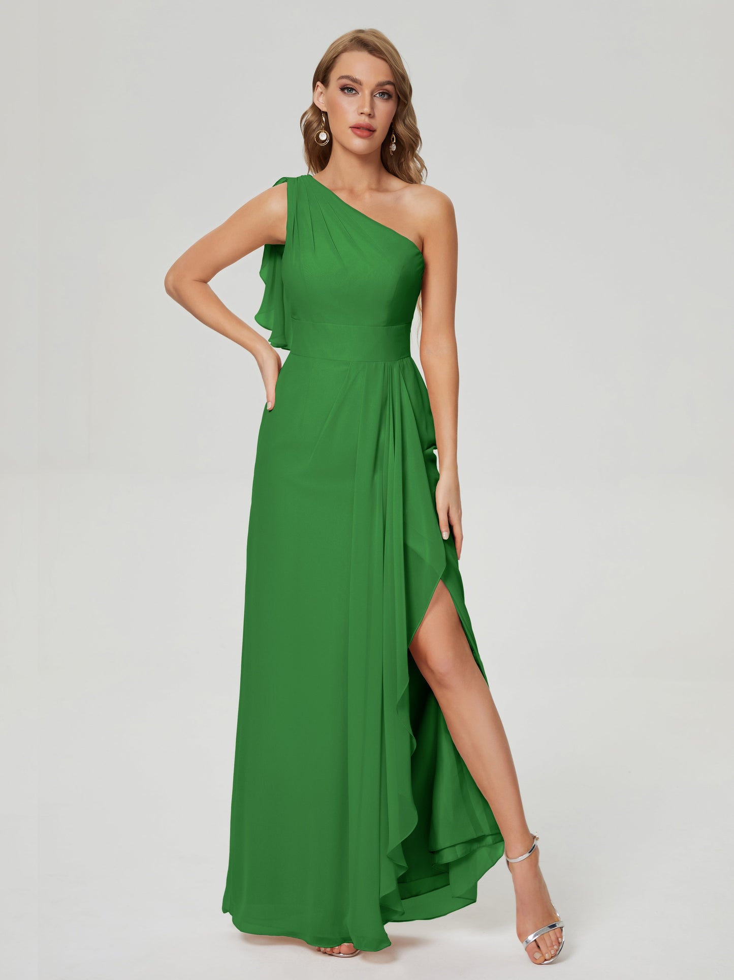 Samara Side Slit One Shoulder Chiffon Bridesmaid Dress