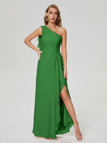 Samara Side Slit One Shoulder Chiffon Bridesmaid Dress