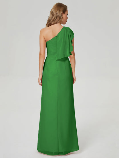Samara Side Slit One Shoulder Chiffon Bridesmaid Dress