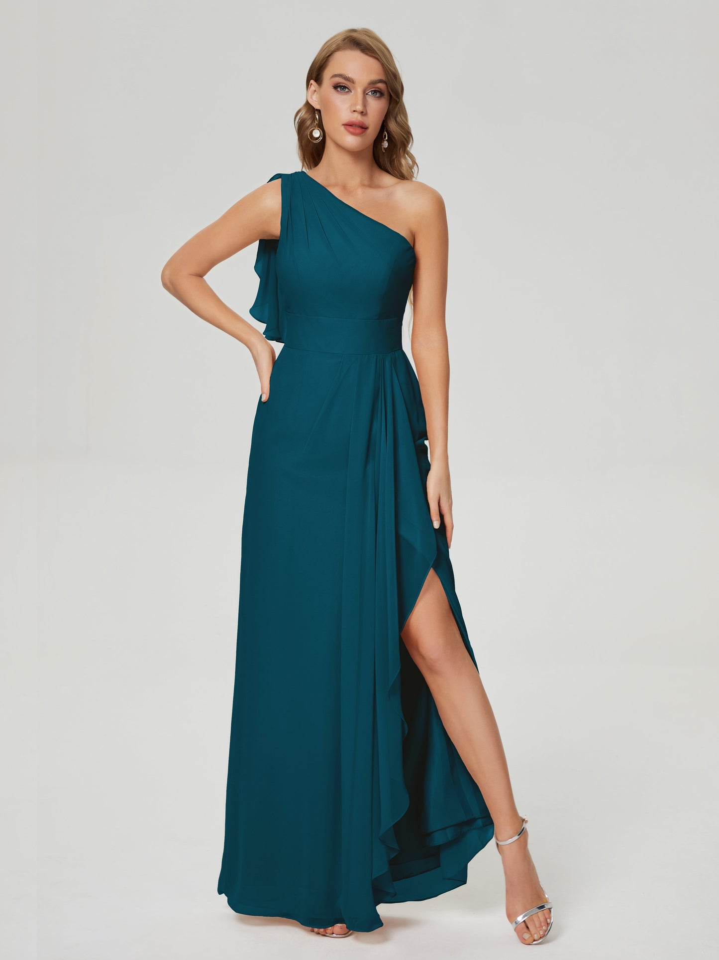 Samara Side Slit One Shoulder Chiffon Bridesmaid Dress
