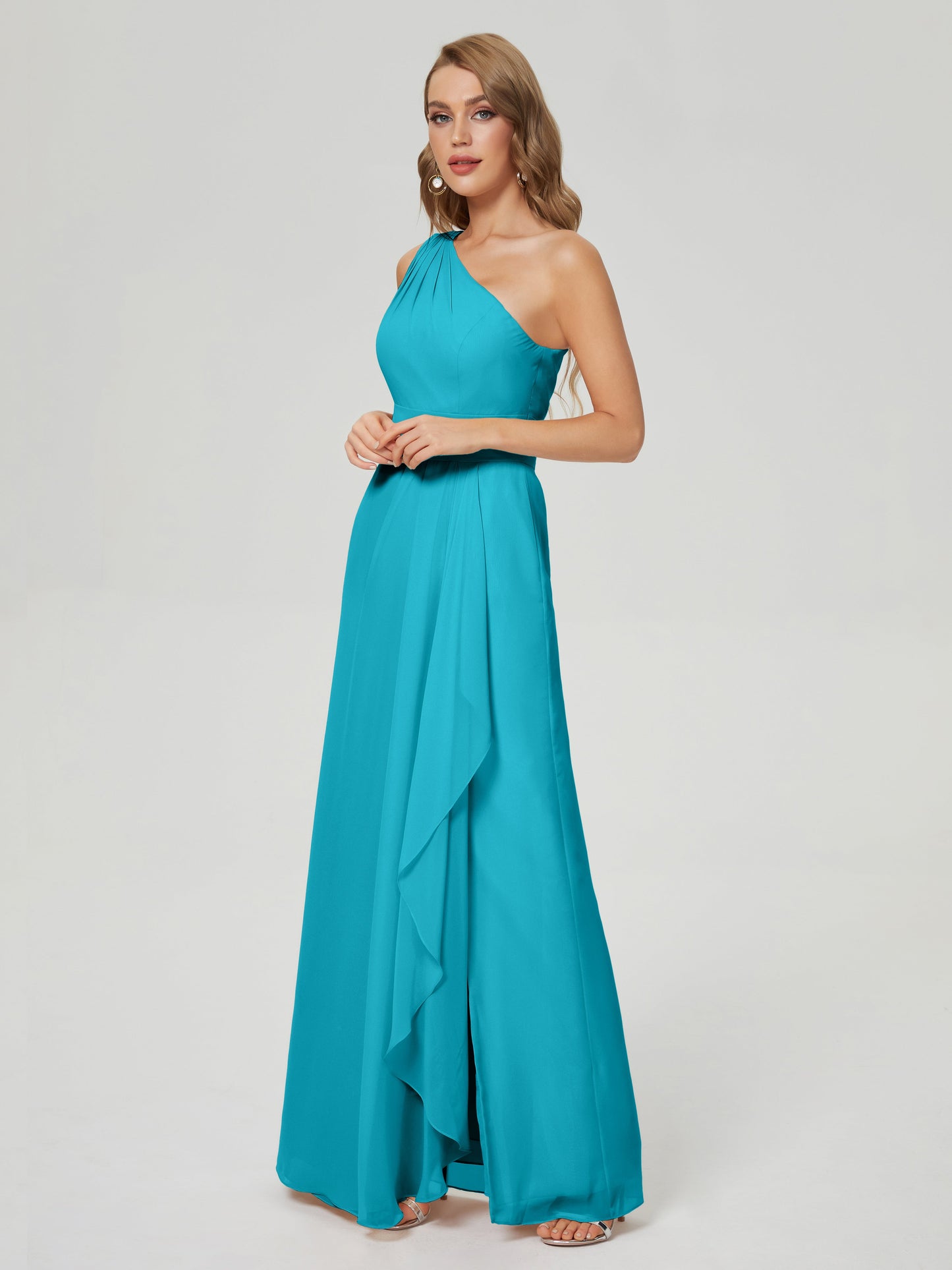Samara Side Slit One Shoulder Chiffon Bridesmaid Dress