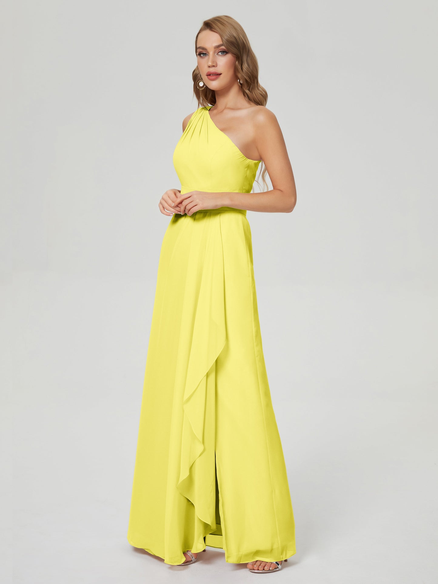 Samara Side Slit One Shoulder Chiffon Bridesmaid Dress
