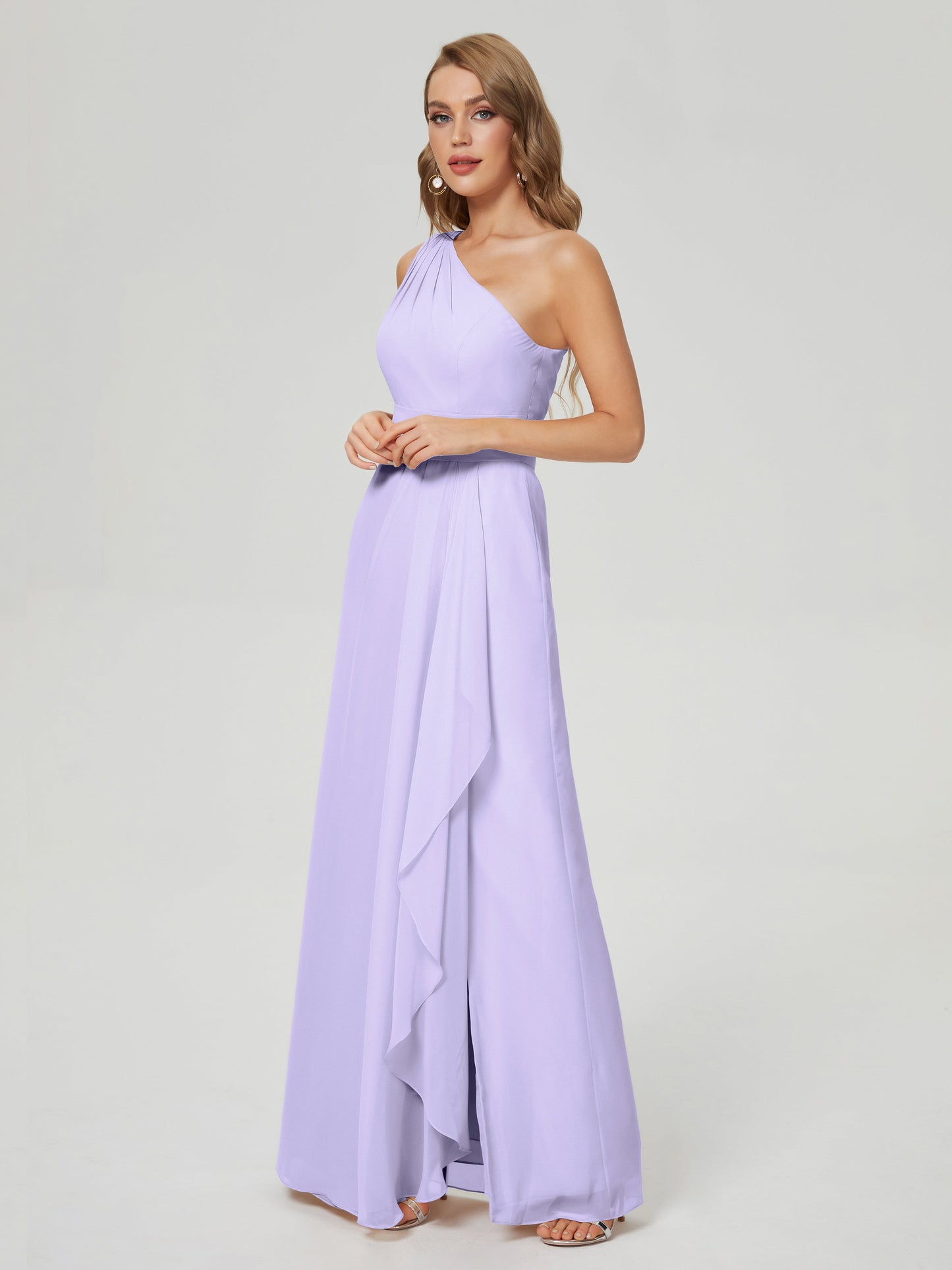 Samara Side Slit One Shoulder Chiffon Bridesmaid Dress