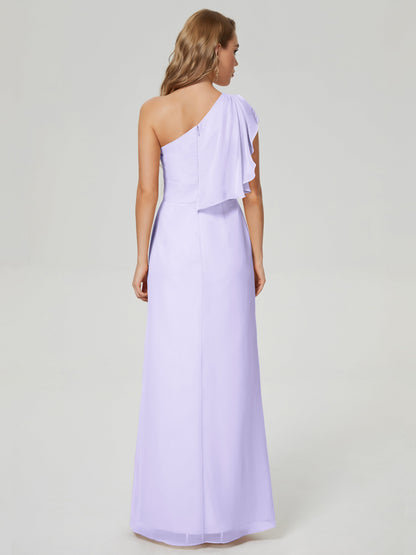 Samara Side Slit One Shoulder Chiffon Bridesmaid Dress