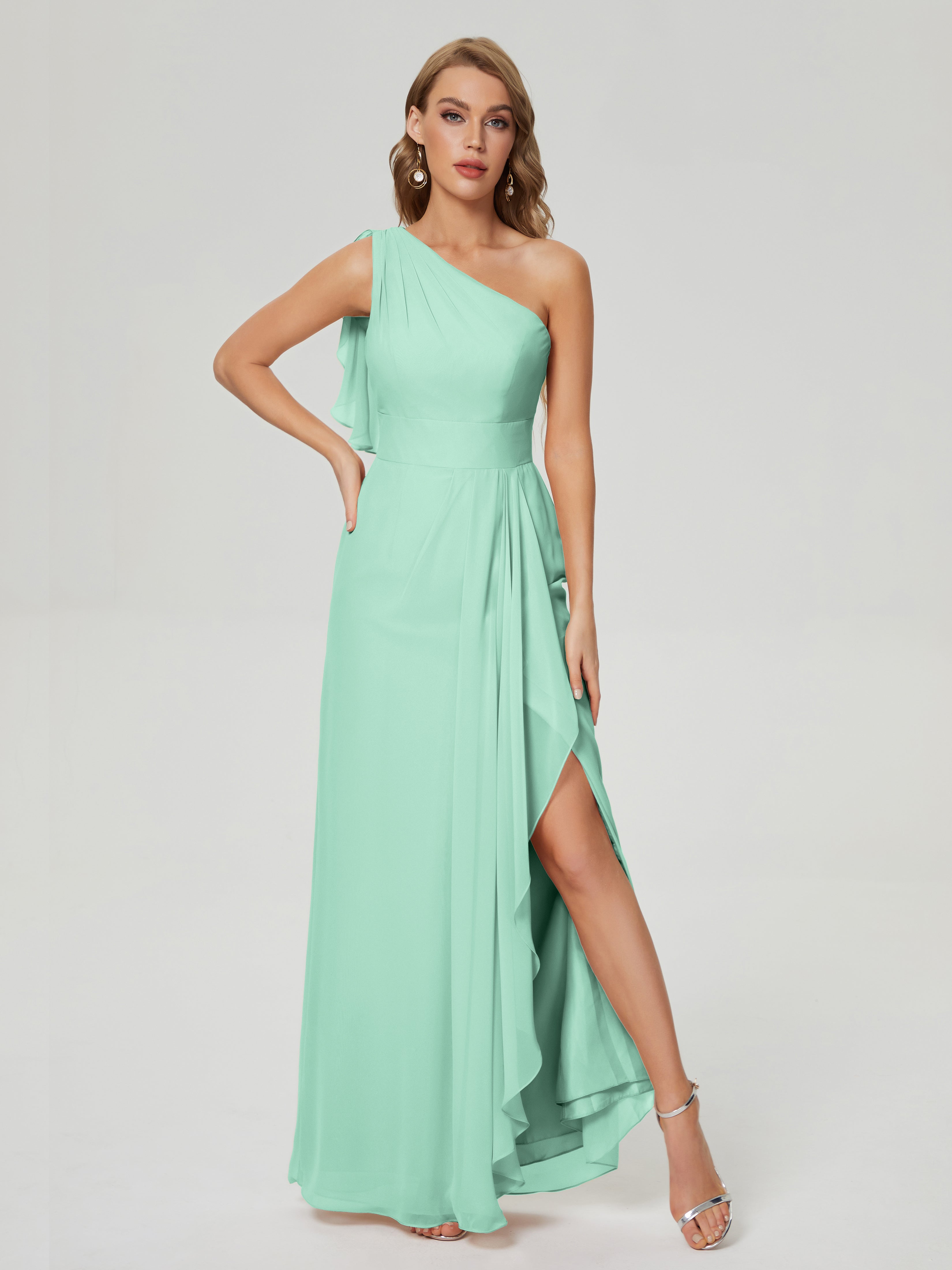 Samara Side Slit One Shoulder Chiffon Bridesmaid Dress
