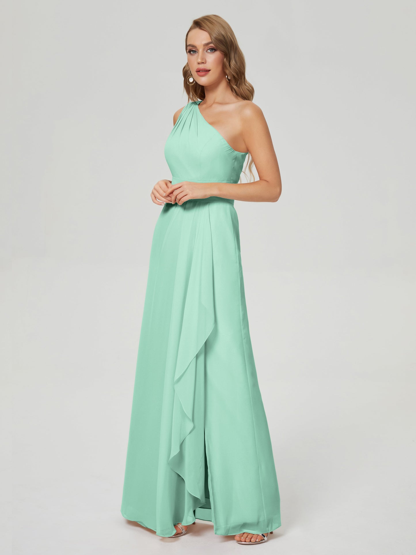 Samara Side Slit One Shoulder Chiffon Bridesmaid Dress