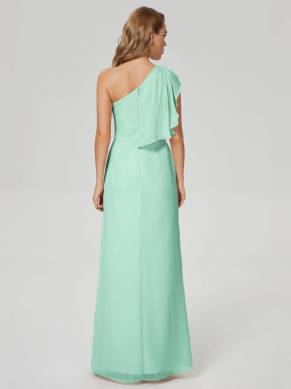 Samara Side Slit One Shoulder Chiffon Bridesmaid Dress