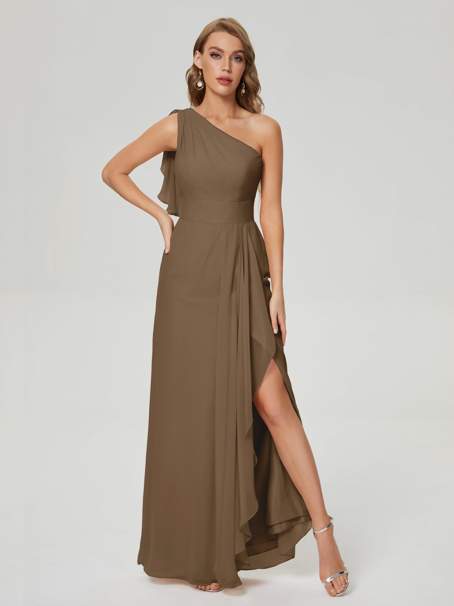 Samara Side Slit One Shoulder Chiffon Bridesmaid Dress