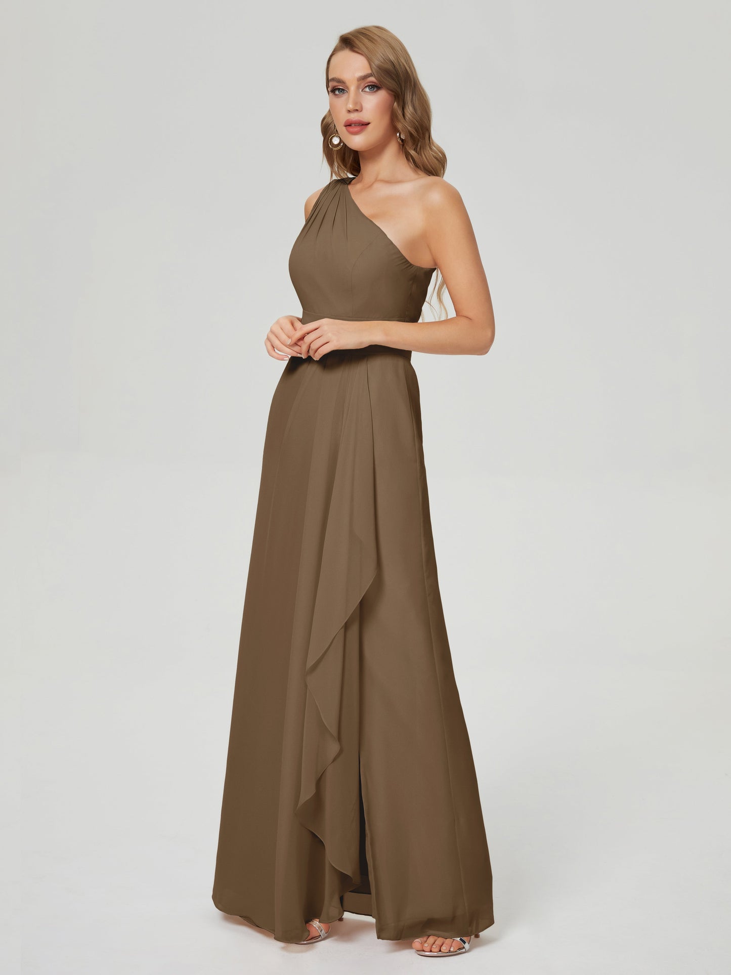 Samara Side Slit One Shoulder Chiffon Bridesmaid Dress