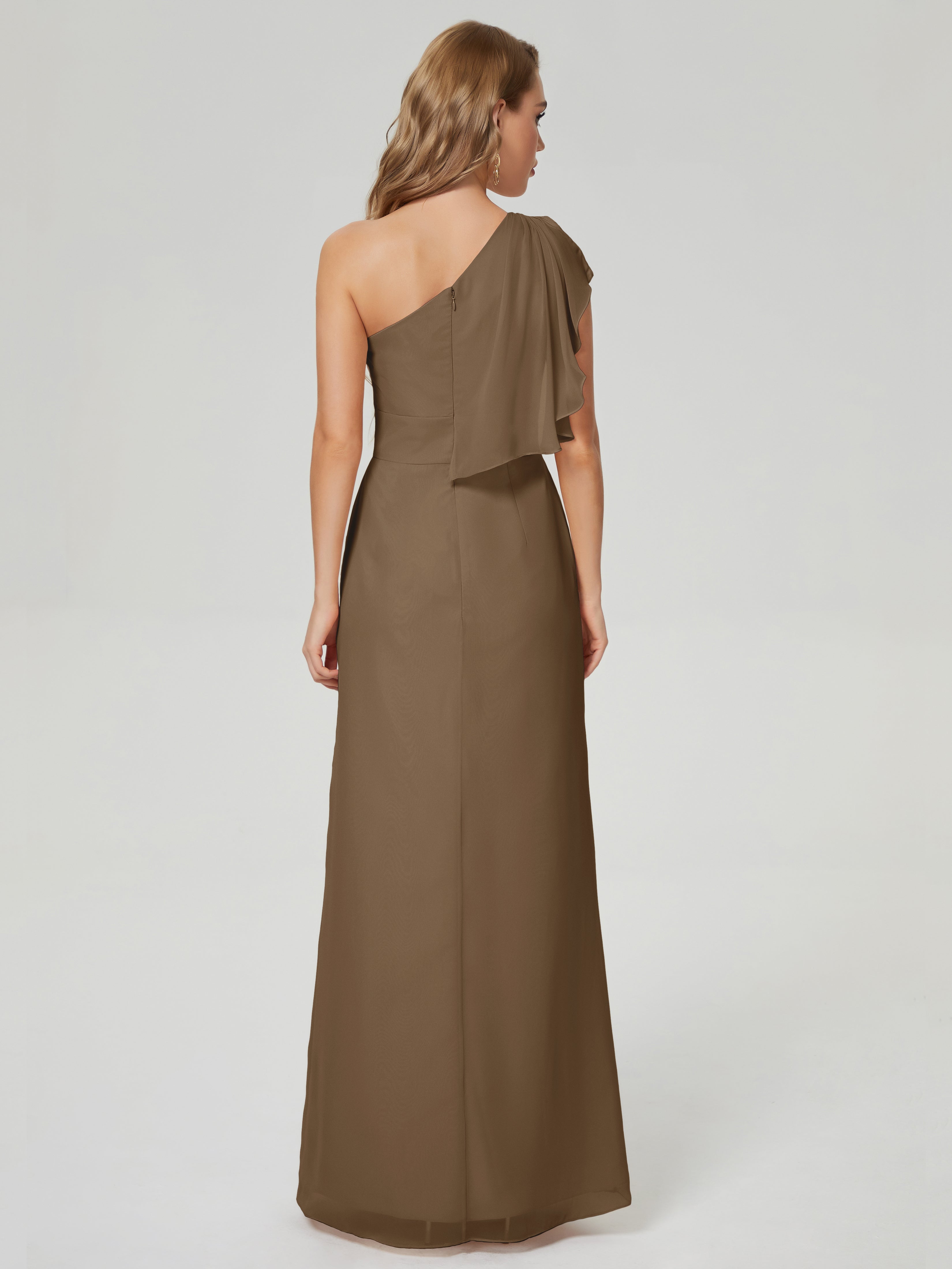 Samara Side Slit One Shoulder Chiffon Bridesmaid Dress