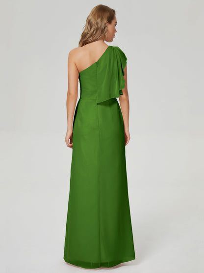 Samara Side Slit One Shoulder Chiffon Bridesmaid Dress