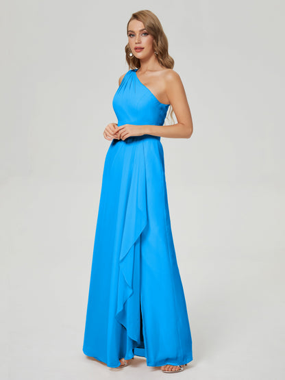 Samara Side Slit One Shoulder Chiffon Bridesmaid Dress