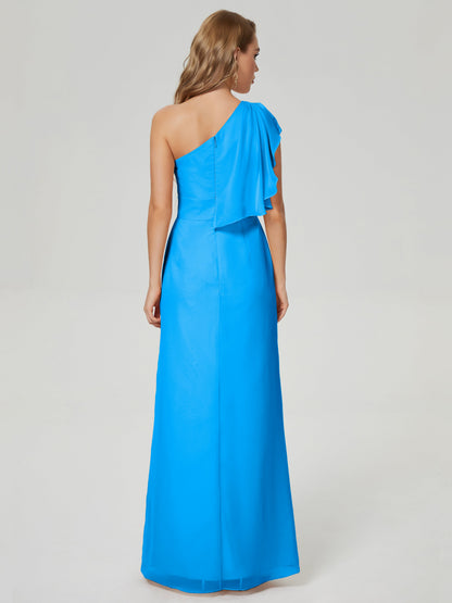 Samara Side Slit One Shoulder Chiffon Bridesmaid Dress