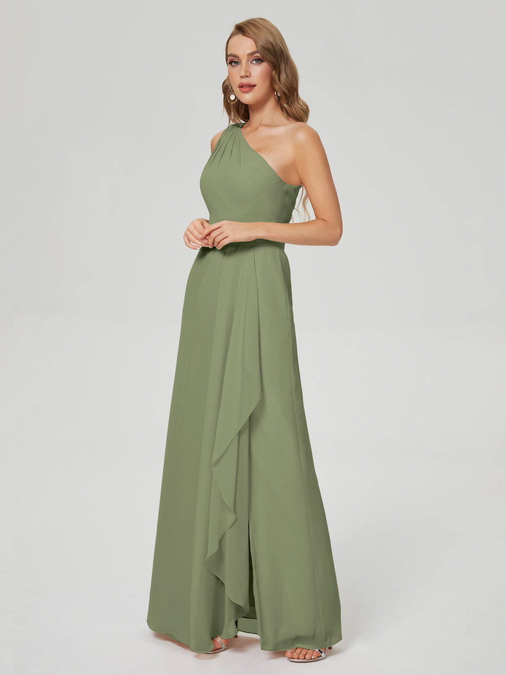 Samara Side Slit One Shoulder Chiffon Bridesmaid Dress