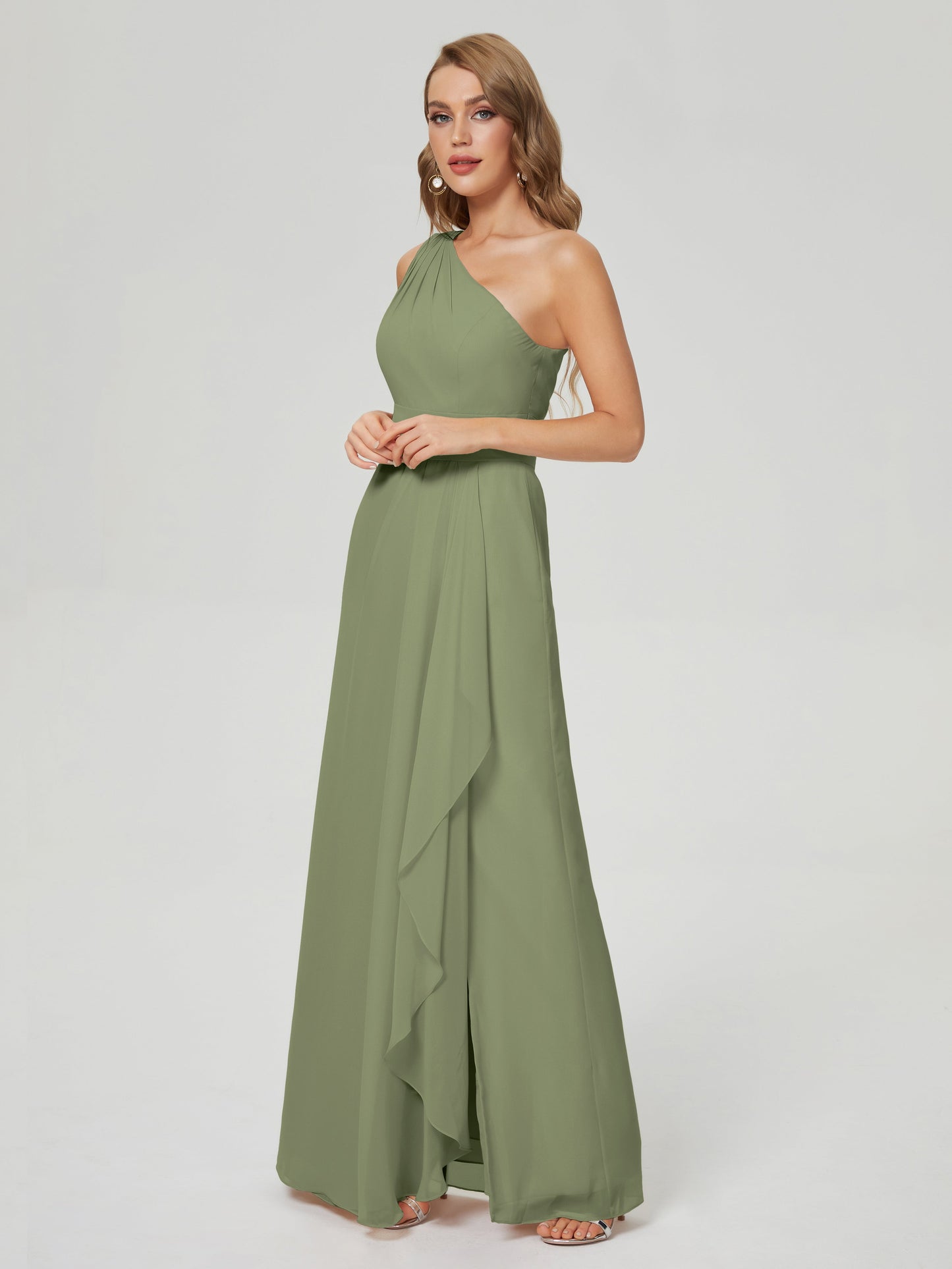 Samara Side Slit One Shoulder Chiffon Bridesmaid Dress
