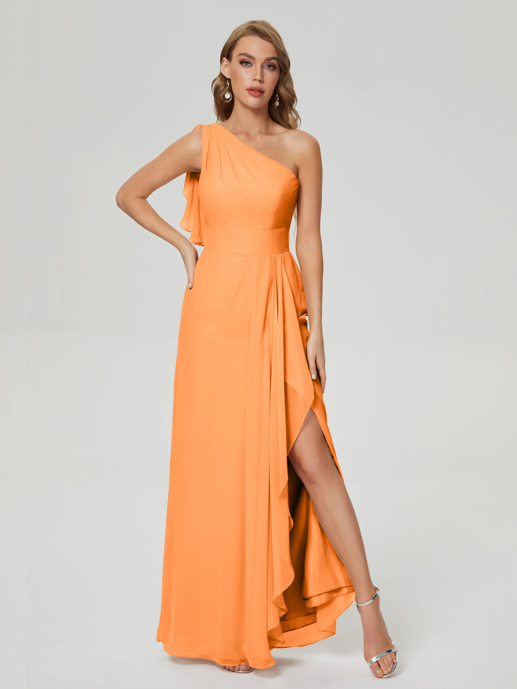 Samara Side Slit One Shoulder Chiffon Bridesmaid Dress