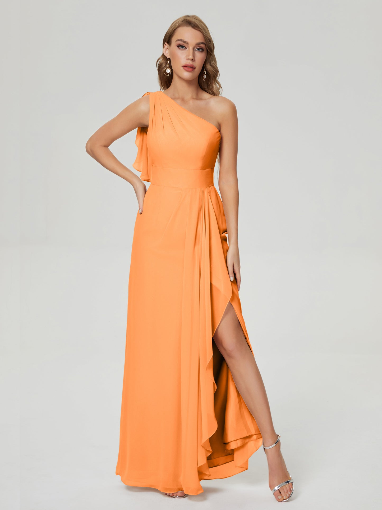 Samara Side Slit One Shoulder Chiffon Bridesmaid Dress