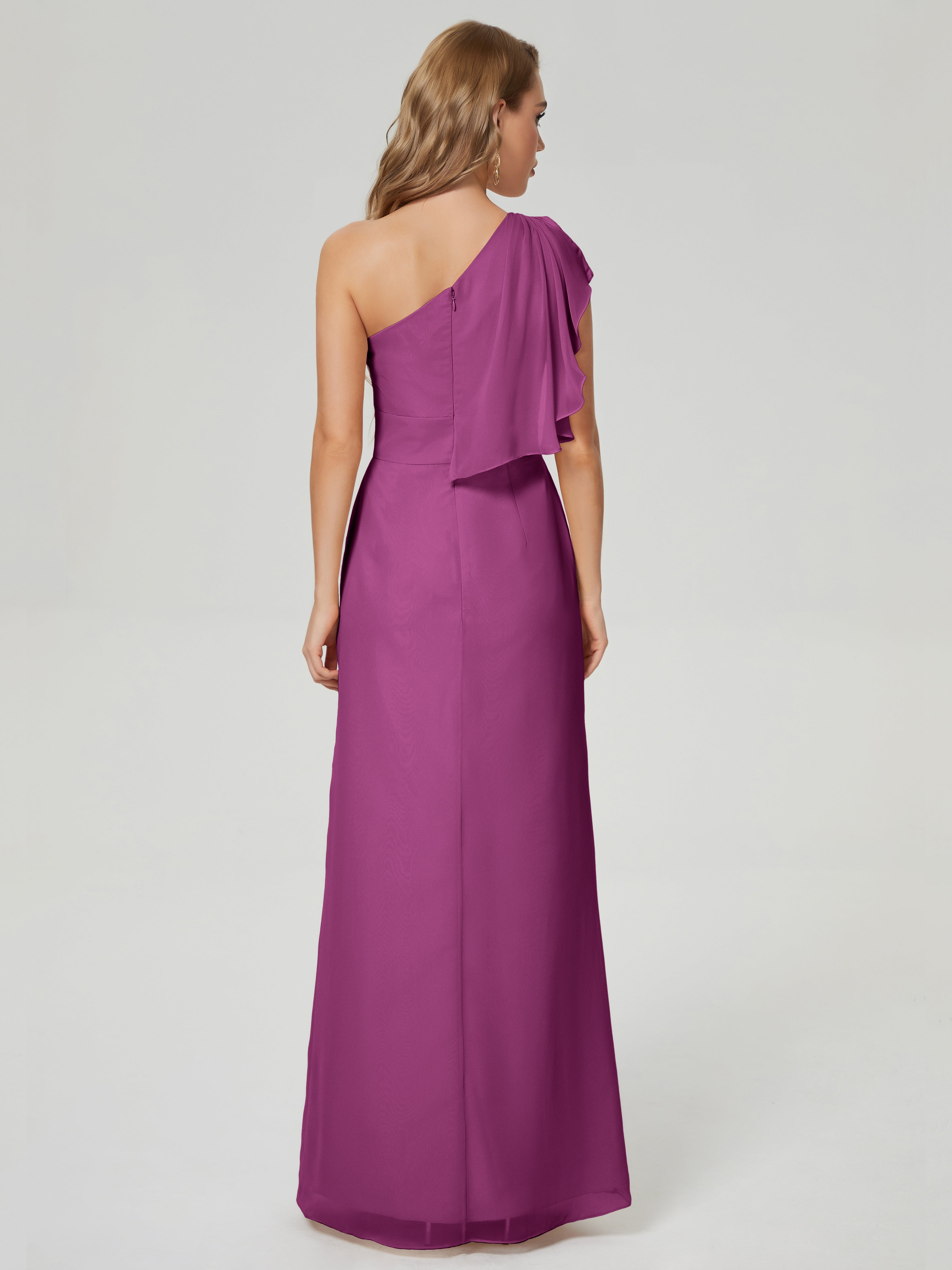Samara Side Slit One Shoulder Chiffon Bridesmaid Dress