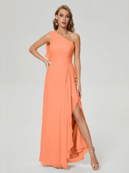 Samara Side Slit One Shoulder Chiffon Bridesmaid Dress
