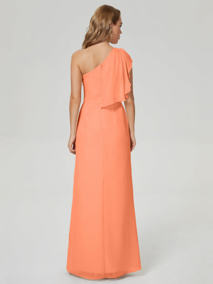Samara Side Slit One Shoulder Chiffon Bridesmaid Dress