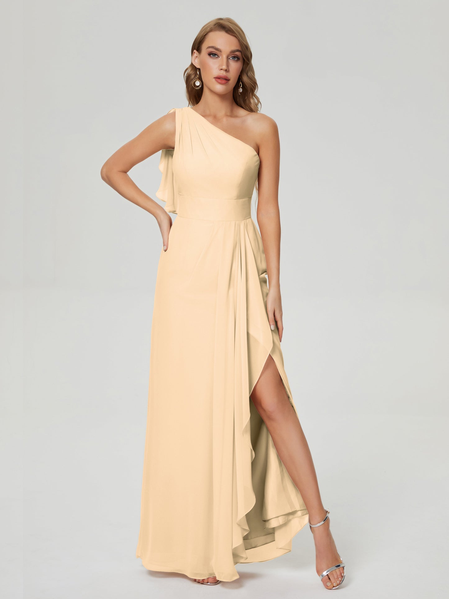 Samara Side Slit One Shoulder Chiffon Bridesmaid Dress