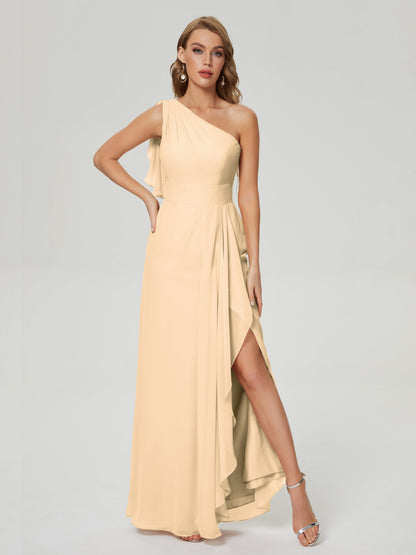 Samara Side Slit One Shoulder Chiffon Bridesmaid Dress