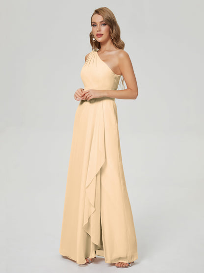 Samara Side Slit One Shoulder Chiffon Bridesmaid Dress