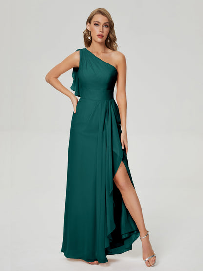 Samara Side Slit One Shoulder Chiffon Bridesmaid Dress